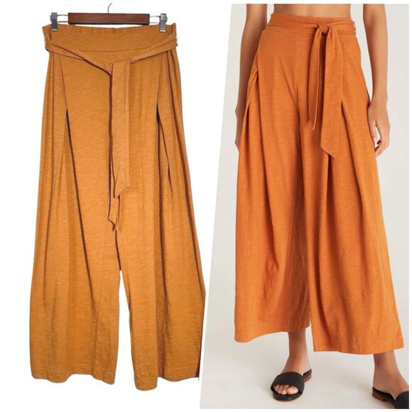 Z Supply | Women | Yara Slub Spice Cropped Wide Leg Pull On Pants | Size Large - Picture 1 of 10